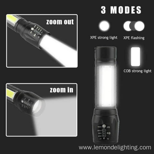 USB Zoomable Camping Hiking Rechargeable Torch Light